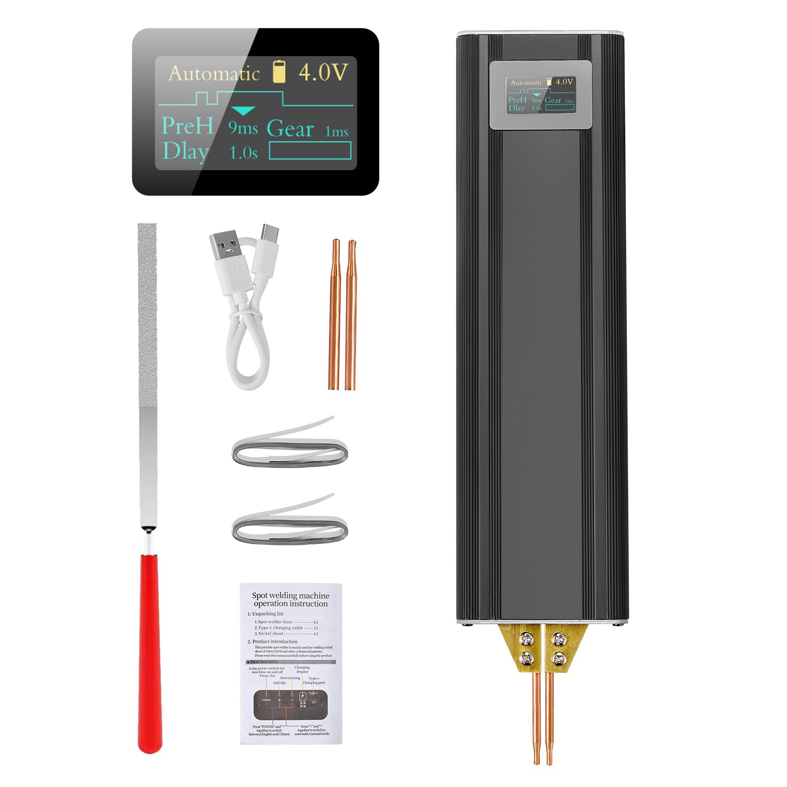 Soudeur par Points avec Batterie 5000 mAh, écran OLED, chargement Type-C, Automatique et Manuel, 80 Vitesses