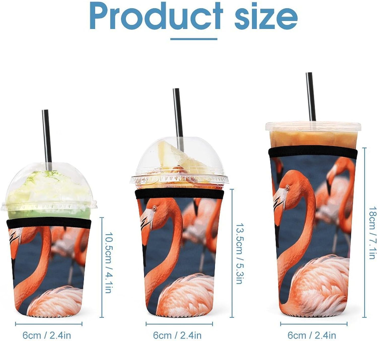 3 Pack Neoprene Cup Sleeves, Stretchy Reusable Drink Cup Cover Universal