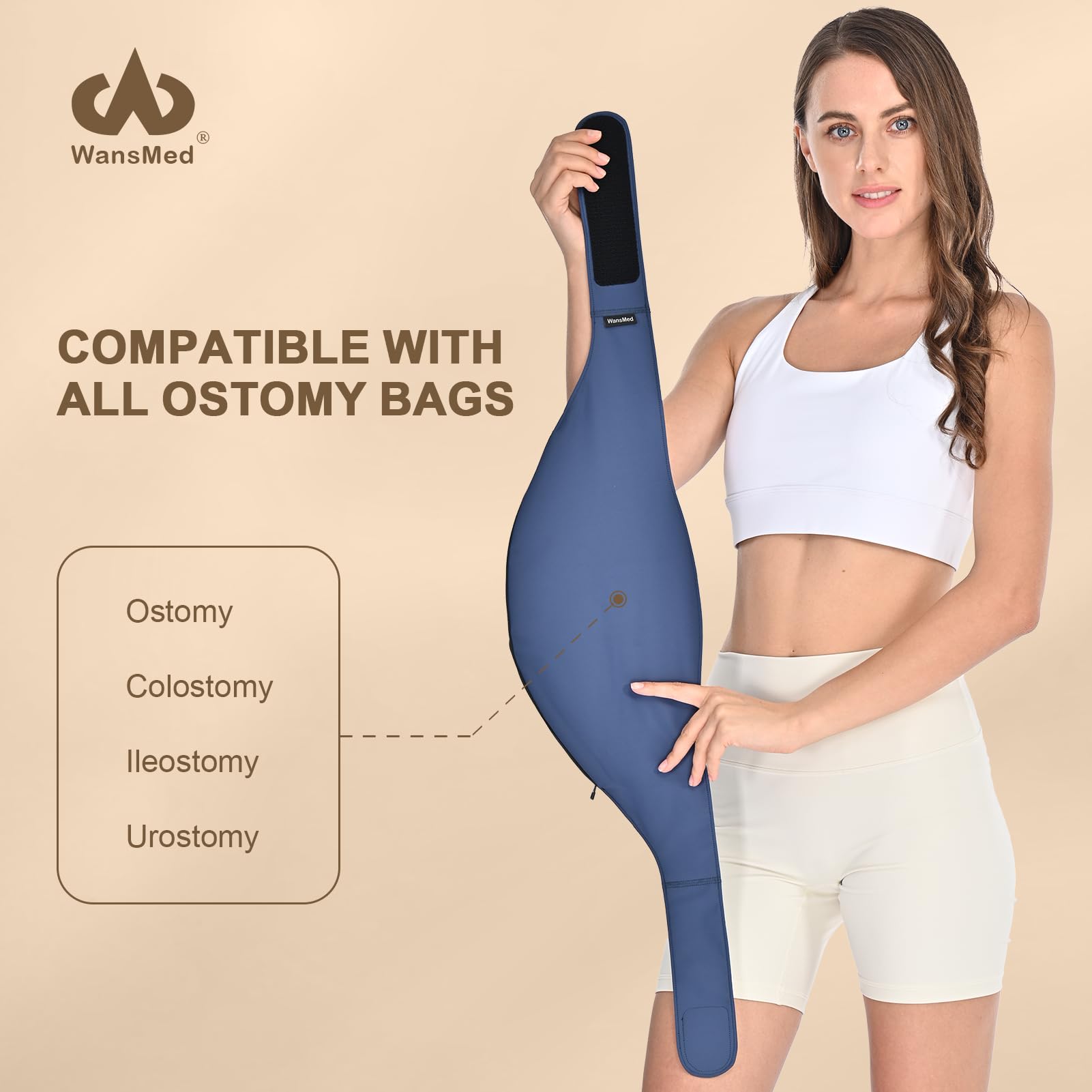 Fundas para bolsas de ostomía para hombres y mujeres, elegante cinturón de ostomía para deportes y uso diario, compatible con todas las bolsas de colostomía, azul-XL