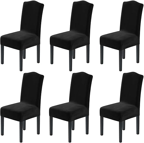 Miniatura 52 de H.VERSAILTEX Juego de 4 fundas elásticas para sillas de comedor, fundas protectoras para sillas Parson, tela de terciopelo sólido suave y gruesa