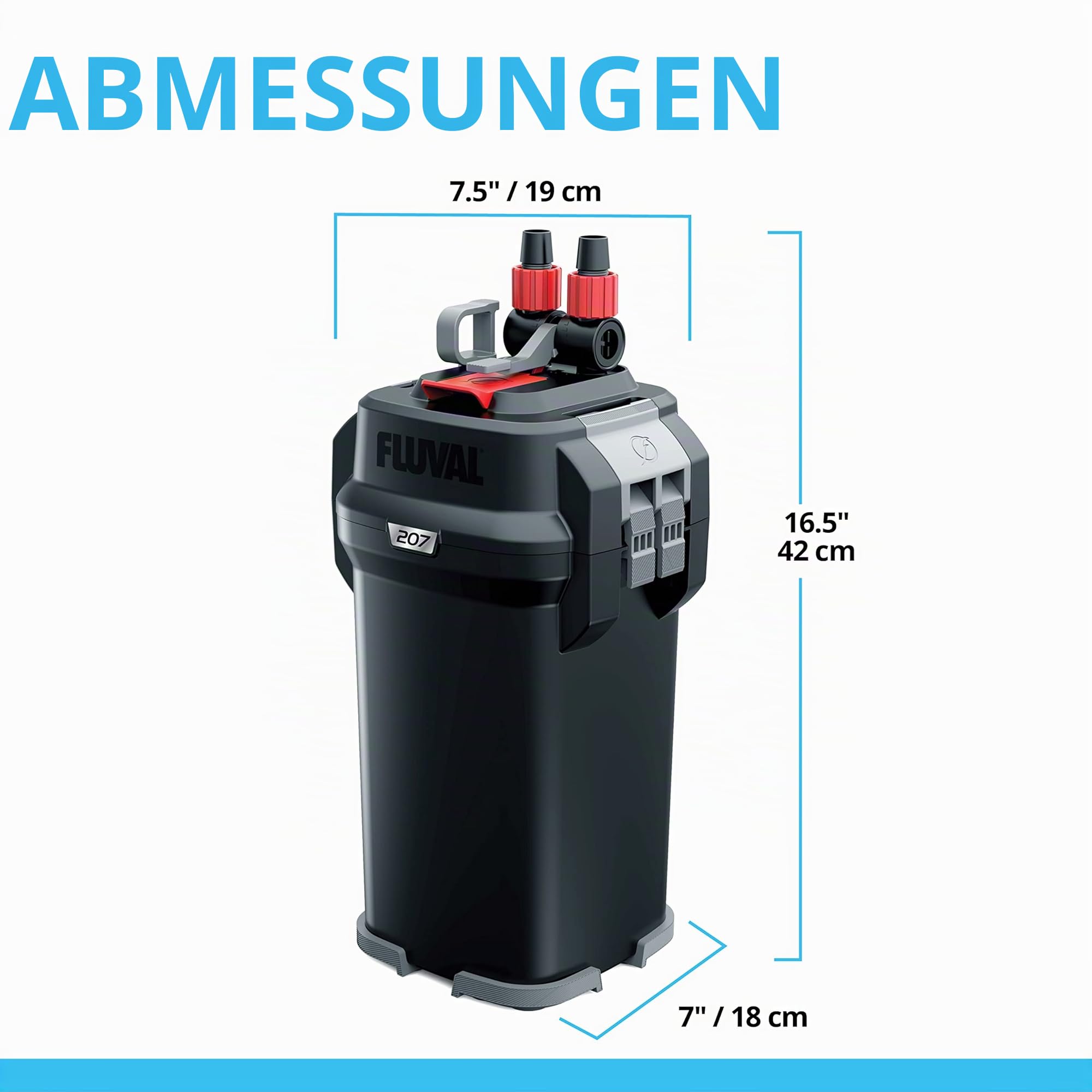 Fluval 207 Außenfilter für Aquarien, von 60 bis 220l, 780 l/h, 10W
