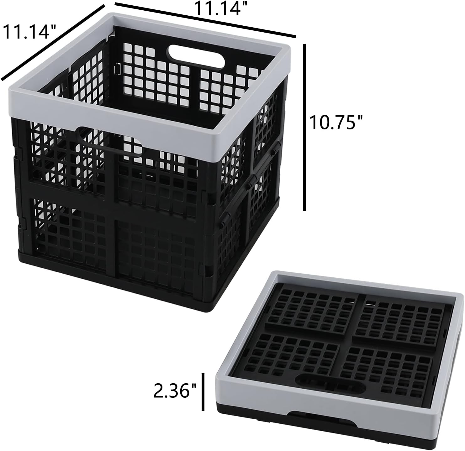 Kekow 22 L Plastic Collapsible Crate, 3 Pack Plastic Stackable Storage Crate, Cubes Organizer Baskets