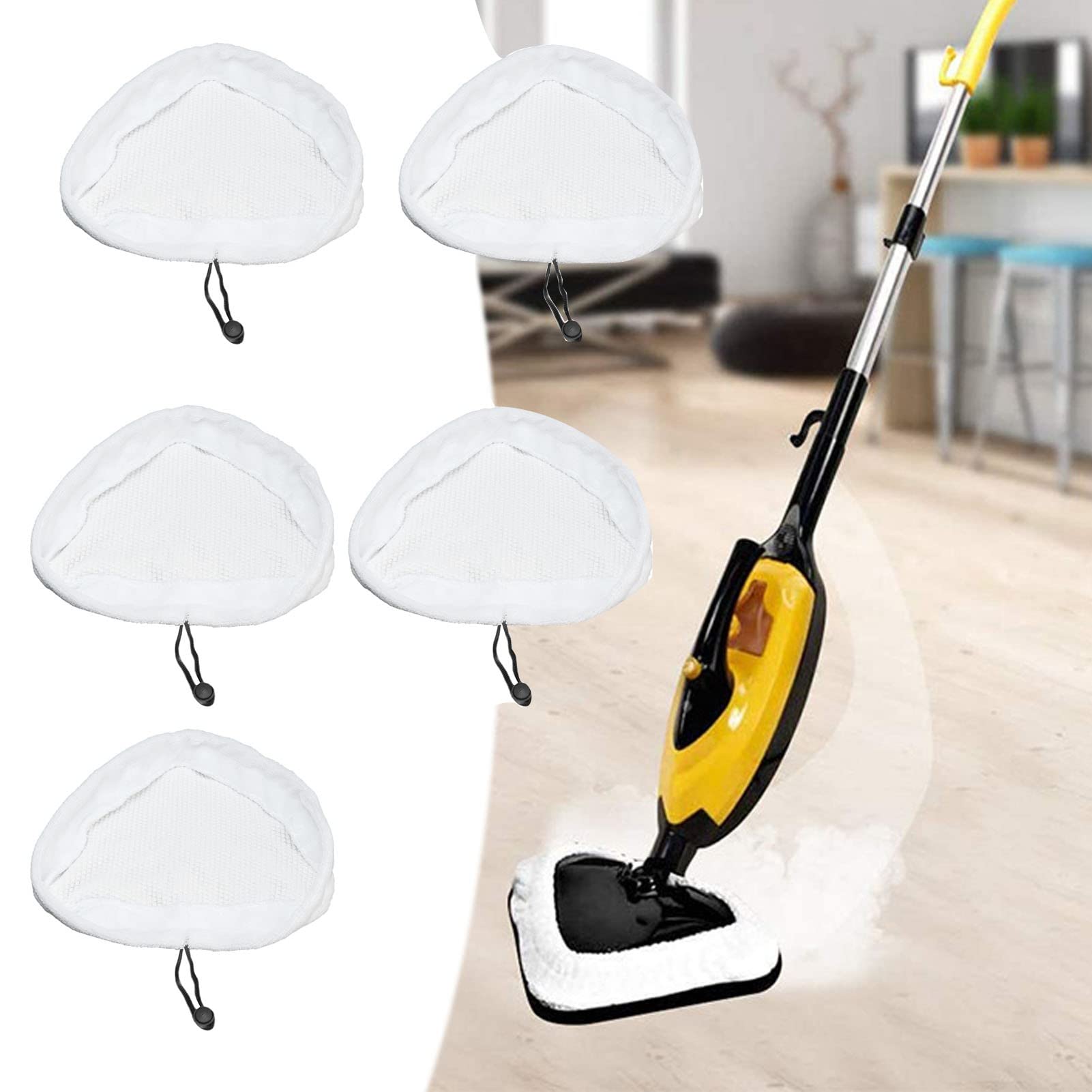 Lot de 5 tampons de nettoyage réutilisables et lavables en microfibre pour balai vapeur Steamboy X5 H20 S302 S001