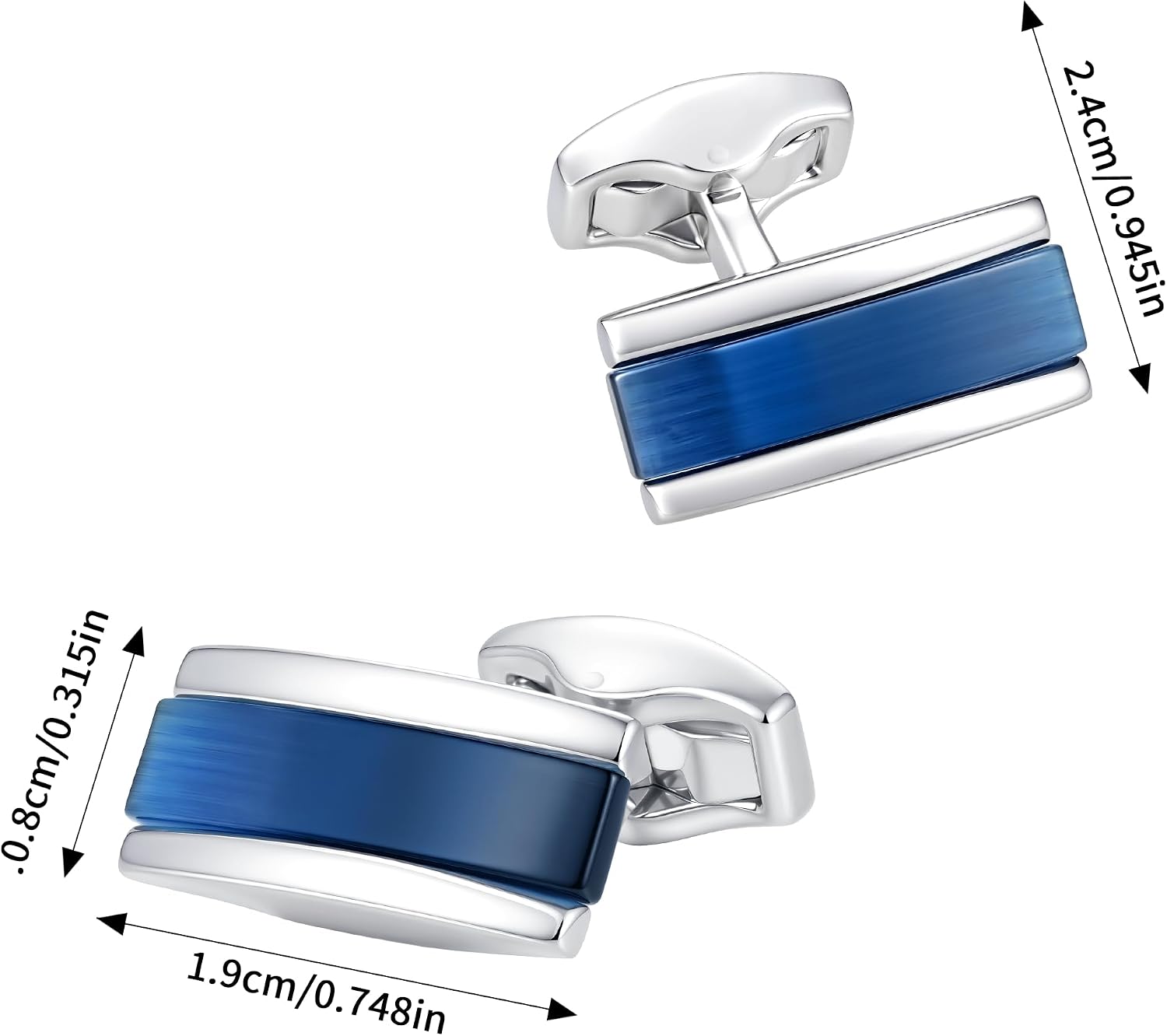 Men’s Cufflinks Gunmetal Brass with Natural Stone Inlay, Classic Round Cuff Links for Business Wedding Gift, Includes Velvet Pouch
