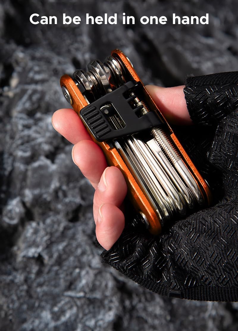 Strumento Riparazione Bici 11-in-1 Senven - Multifunzione Pieghevole, Acciaio Inox Dorato - Foto 6