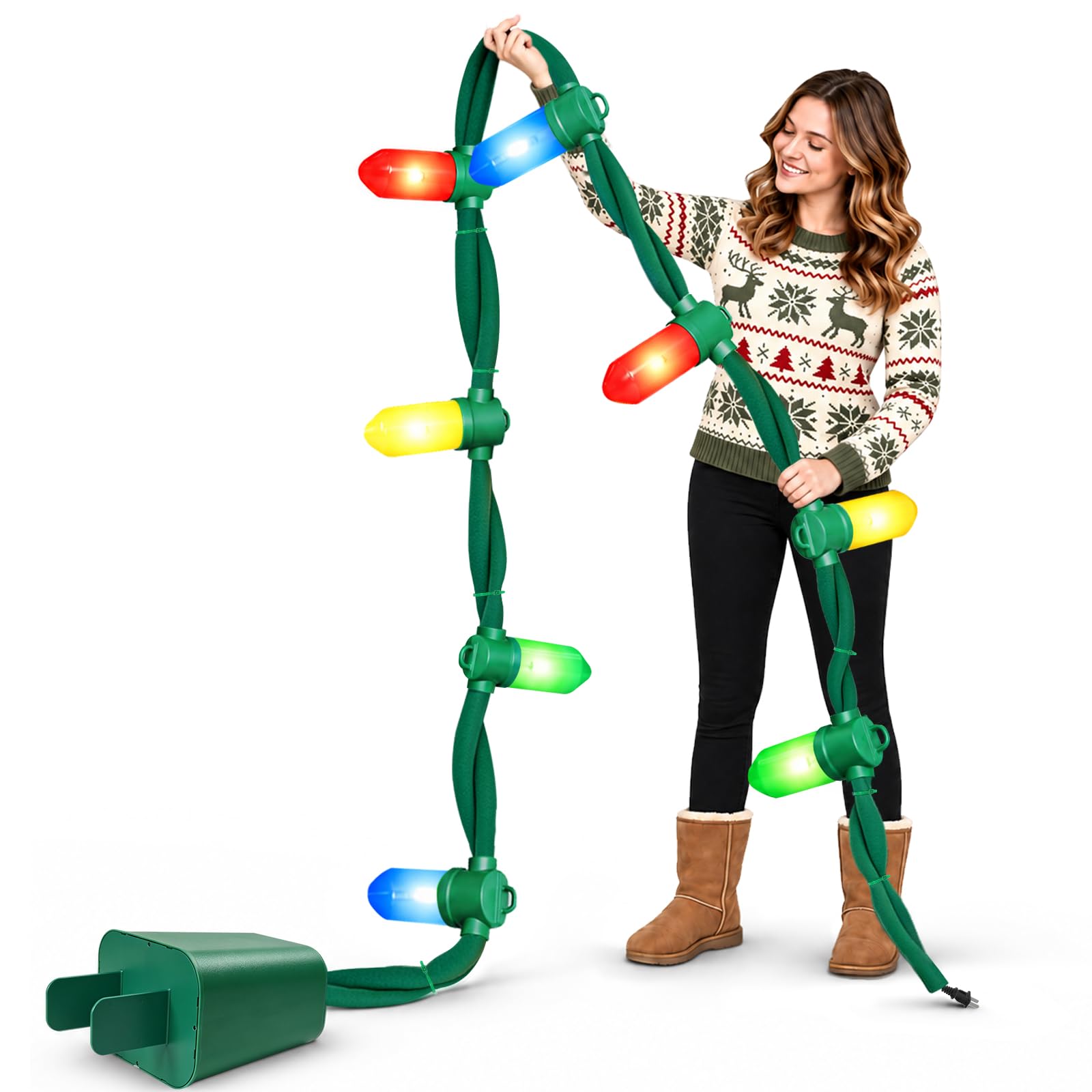 DIY Jumbo Christmas String Lights, 13.5FT 8 Giant Bulbs, Multicolor | Built-in connectors, multi-strand setup, DIY assembly, indoor outdoor use, waterproof & snowproof Christmas decor
