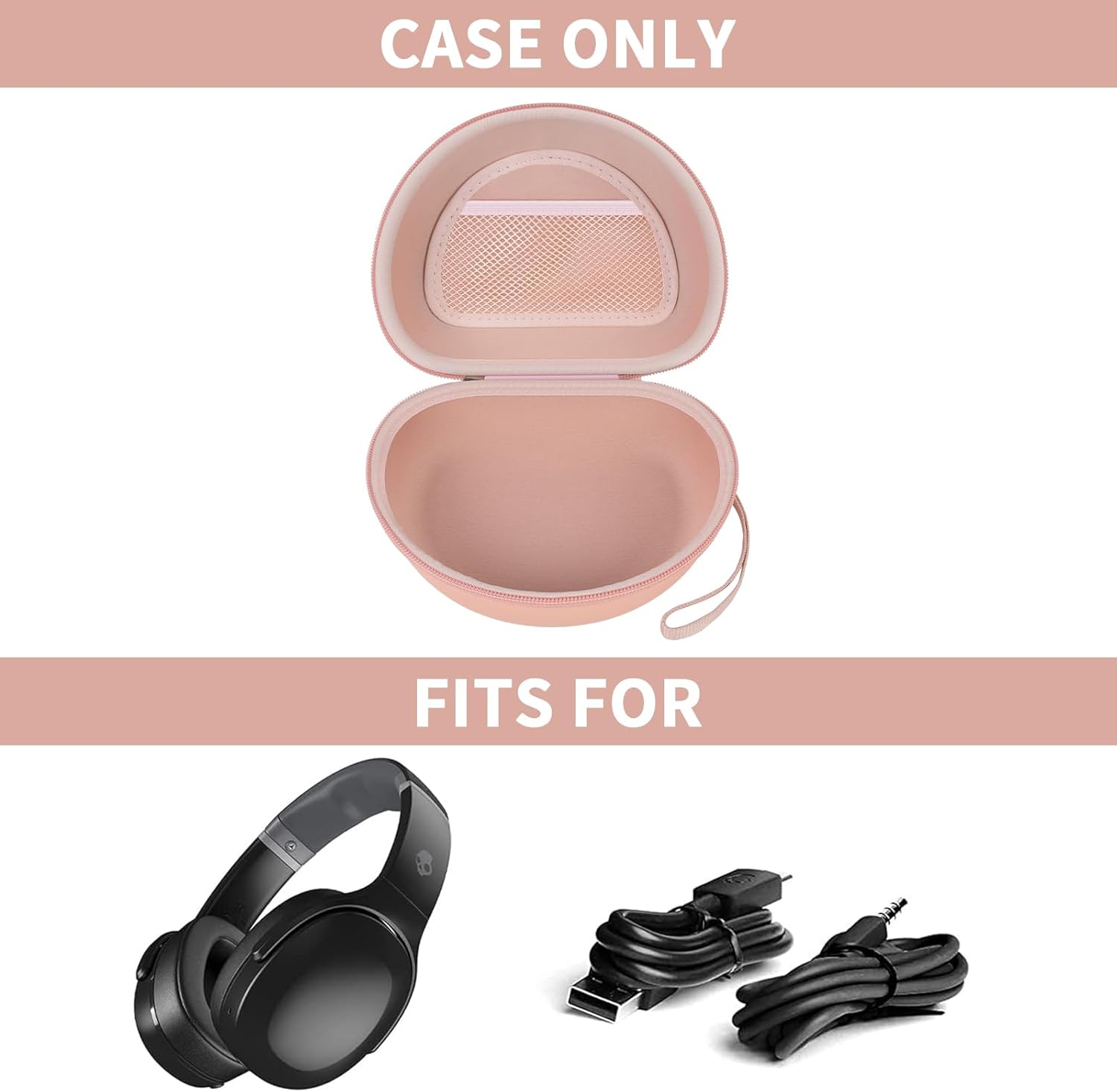 Headphone Case for Skullcandy Crusher/Hesh/Evo Wireless Over-Ear Bluetooth Earphones, for JLab JBuds Lux ANC, for TOZO HT3/HT2 Headphones and More Noise Cancelling Foldable Headset - Box Only (Pink) - Image 2