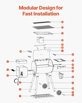 VEVOR Wood Pellet Grill Smoker, 8 in 1 BBQ Grills for Outdoor Cooking, 456 Square Inches Cook Area Electric Grill and Smoker, with Digital Controller, Meat Probe, 500F Max Temperature, Black