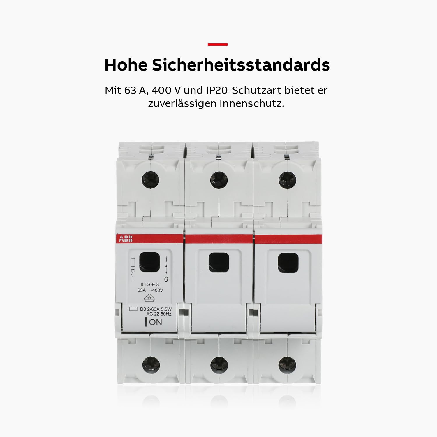 ABB ILTS-E Lasttrennschalter für Sicherungseinsätze D0 2-63 A • Einschubtechnik • 3-polig • 63 A • 400V • IP20 • Einrastmechanismus • Unverlierbarer Sicherungseinsatzhalter
