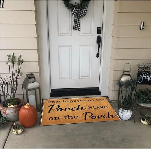 Miniatura 4 de ZUYOENCO Tapetes personalizados de bienvenida de verano al aire libre divertidos, lo que sucede en el porche, se queda en el porche, tapete