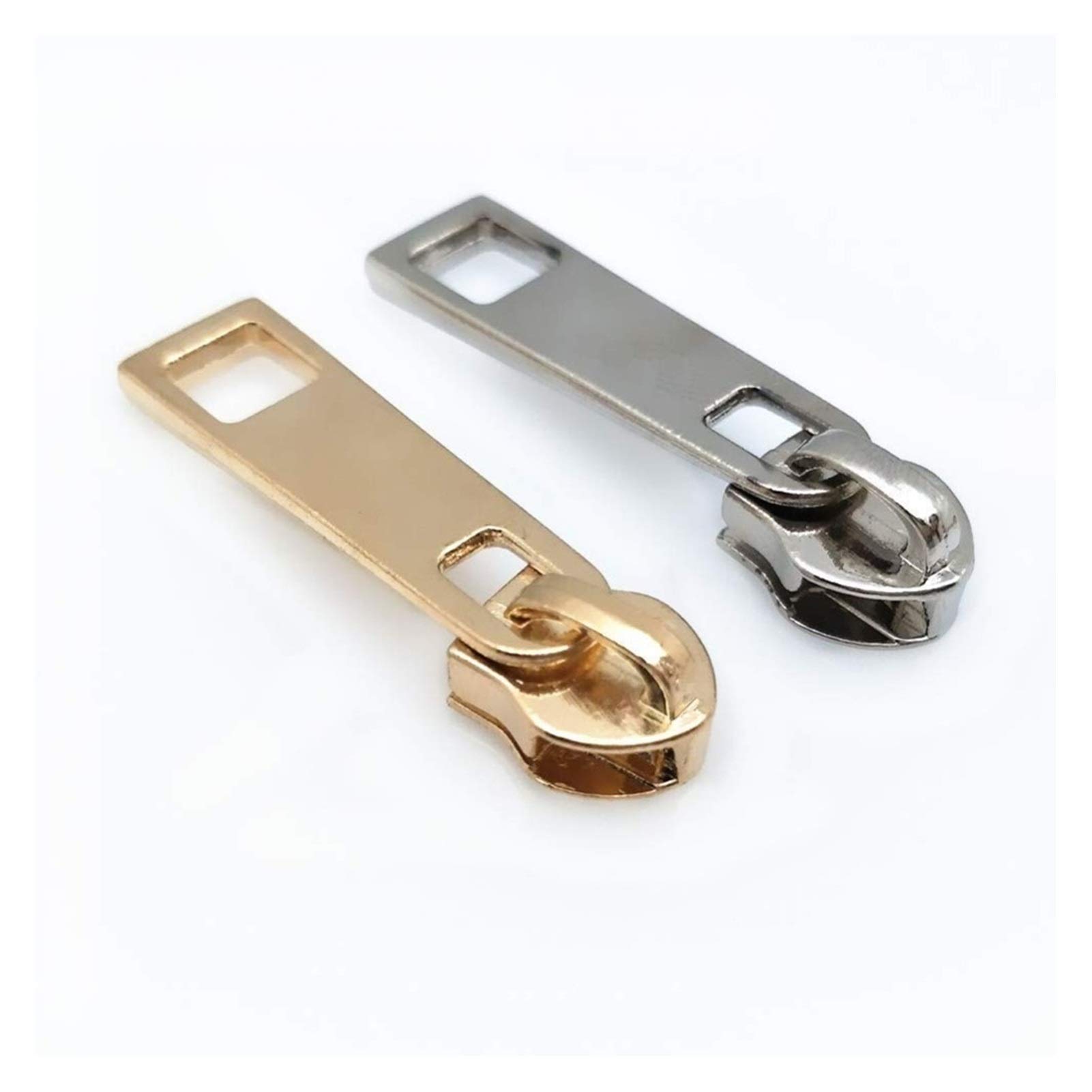 Tiradores de cremallera, repuesto de tirador de cremallera, simple y elegante, 100 piezas, n.° 5, metal, nailon, dorado y plateado, tirador de cabeza deslizante for cremallera, bricolaje, bolsa de man