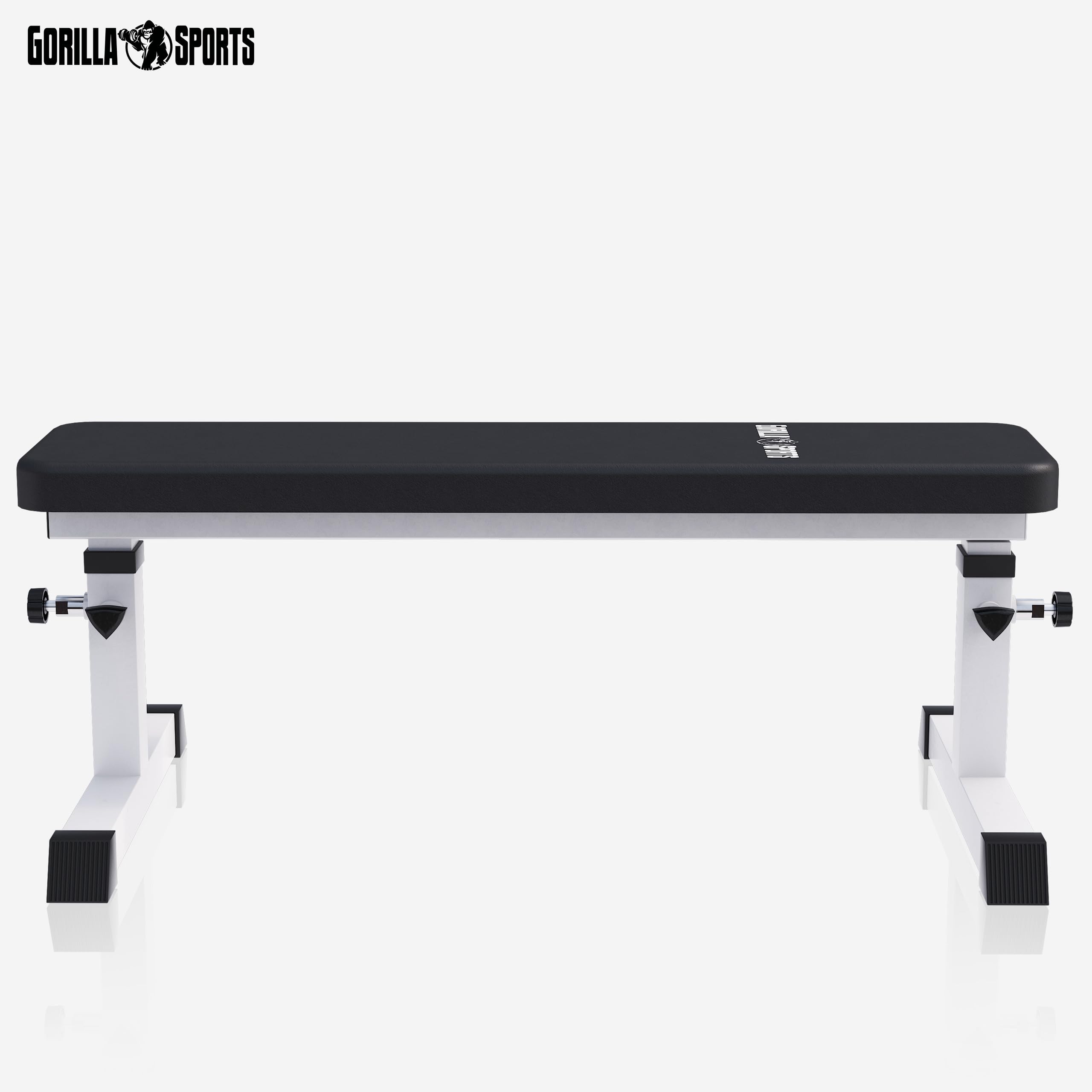 GORILLA SPORTS® Banc de Musculation - Hauteur Réglable, 104,5 x 50 x 41 à 46 cm, Charge max. 200 kg, en Blanc - Banc d' Entraînement, Maison, d'Haltérophilie, Plat, Gym, Fitness