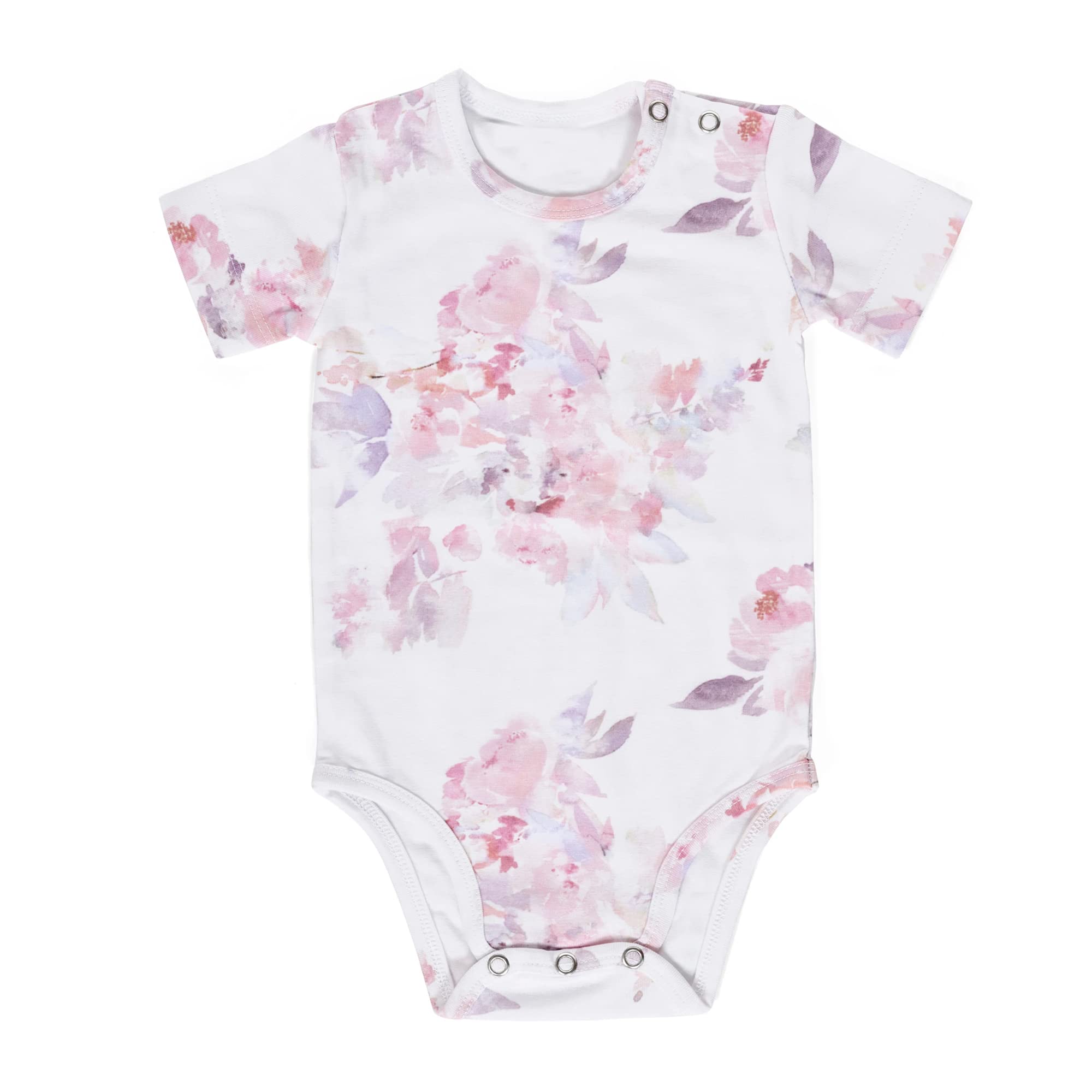 Oilo 3-6 Months Summer Baby Bodysuit,100% Turkish Cotton Stretch Jersey, Machine Washable, Double Snap Top, Triple Snap Bottom, Matching Blankets, Pink Flowers, Prim Floral