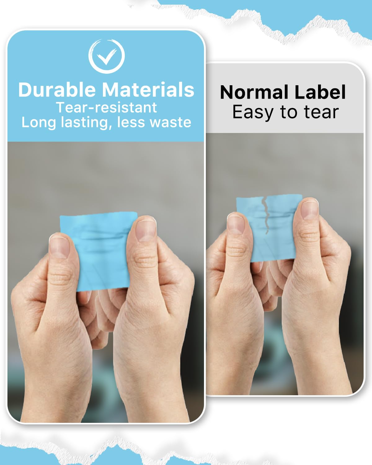 iEager Etichette adesive termiche quadrate blu, 5,1 x 5,1 cm, autoadesive, quadrate, con linea di perforazione, 500 fogli/rotolo