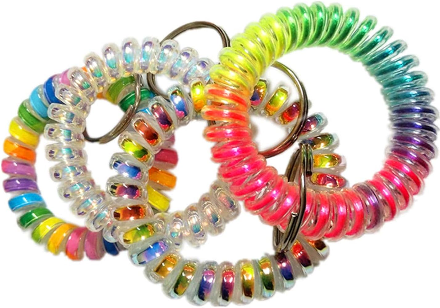 DECORNIJIA – Lot De 4 Porte-clés à Ressort Spiralé Anti-perte – Poignet élastique – Couleurs Aléatoires