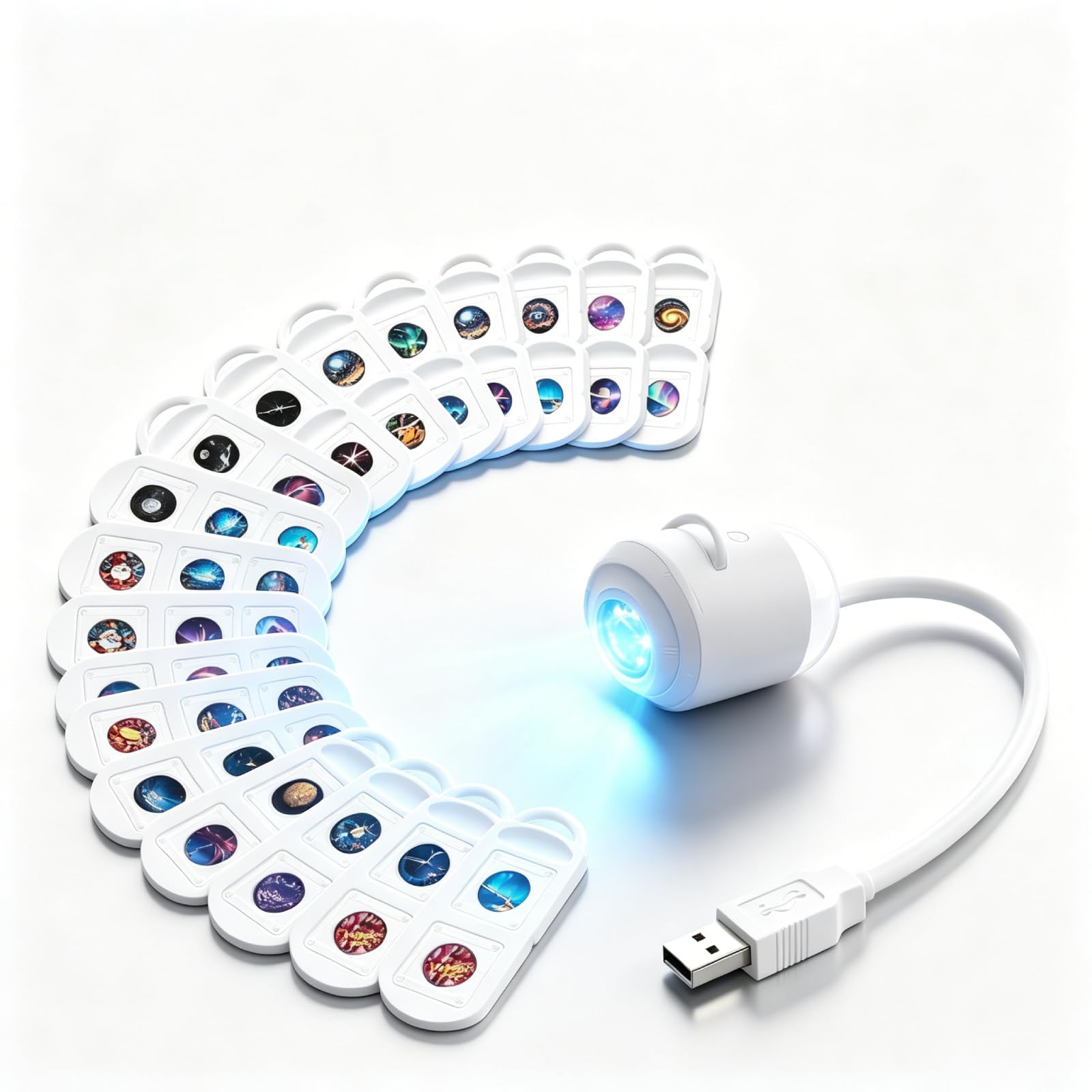 5D Holographic Star Projector, 360° USB Galaxy Night Light for Ceiling