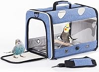 Vista 12 de Mochila de viaje para pájaros con soporte de madera, bolsa pequeña a mediana para llevar loro, periquito, conure, cacatúa