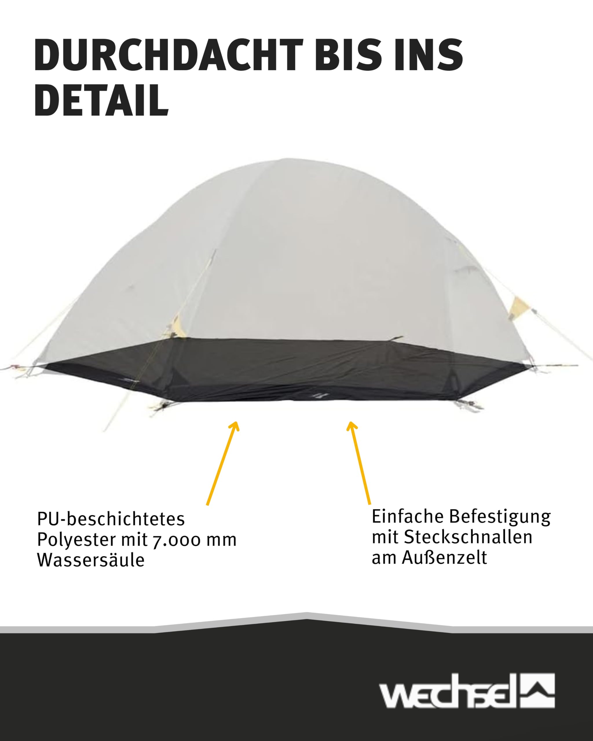 Wechsel Groundsheet Venture 2 I Schwarz I robuste Zelt-Unterlage Boden I Zeltplane wasserdicht mit 7000mm Wassersäule I Bodenplane aus 75D Polyester I Camping-Plane zum Schutz vor Nässe & Schmutz