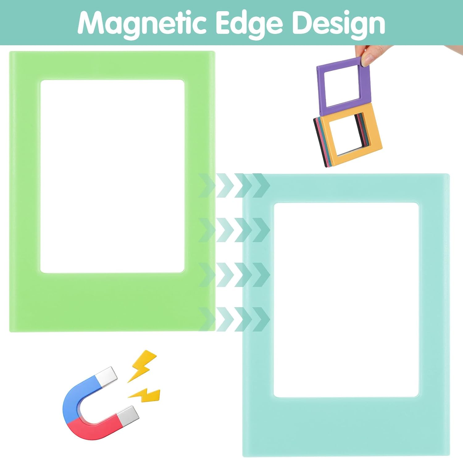 24 Pack Magnetic Picture Frame, Mini Picture Magnets 2.5x3.5 inches Picture Frame for Refrigerator, Wallet Size Magnetic Photo Frames, Magnetic Photo Frames for Refrigerator, School, Office