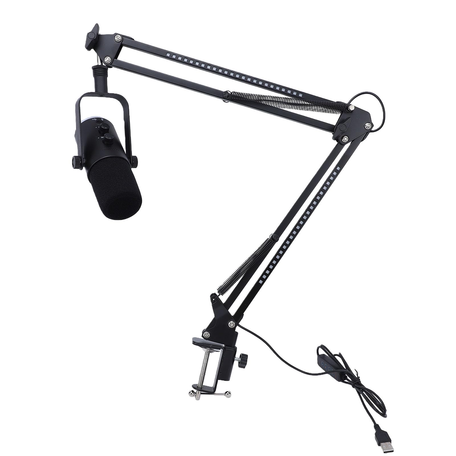 RiToEasysports Gaming-USB-Mikrofon, Dynamisches RGB-Kondensatormikrofon mit Galgenarm und Lautstärkeregler, PC-Gaming-Mikrofon aus Kunststoff und Metall für Streaming-Podcast-Aufnahmen (Black)