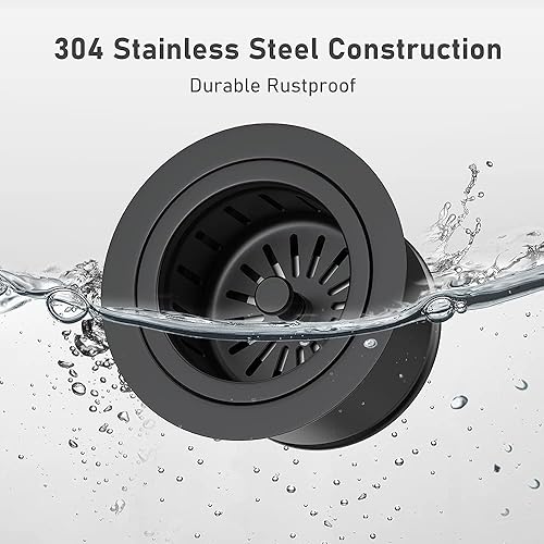 Miniatura 6 de Kit de brida extendida de acero inoxidable con colador de cesta y tapón de drenaje para desagüe estándar de fregadero de 3 12 pulgadas, brida de