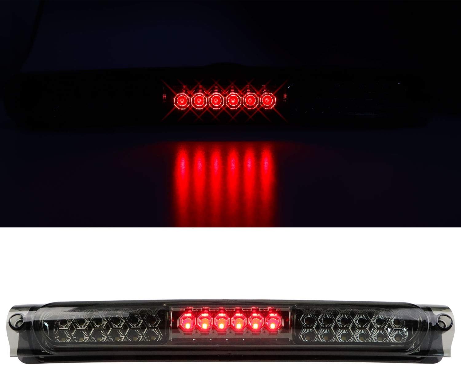 Tresound for 1997-2003 Ford F150 2004 F-150 Heritage LED Bar 3rd Third Tail Brake Light Rear Cargo Lamp High Mount Stop light (Chrome Housing Smoked Lens)