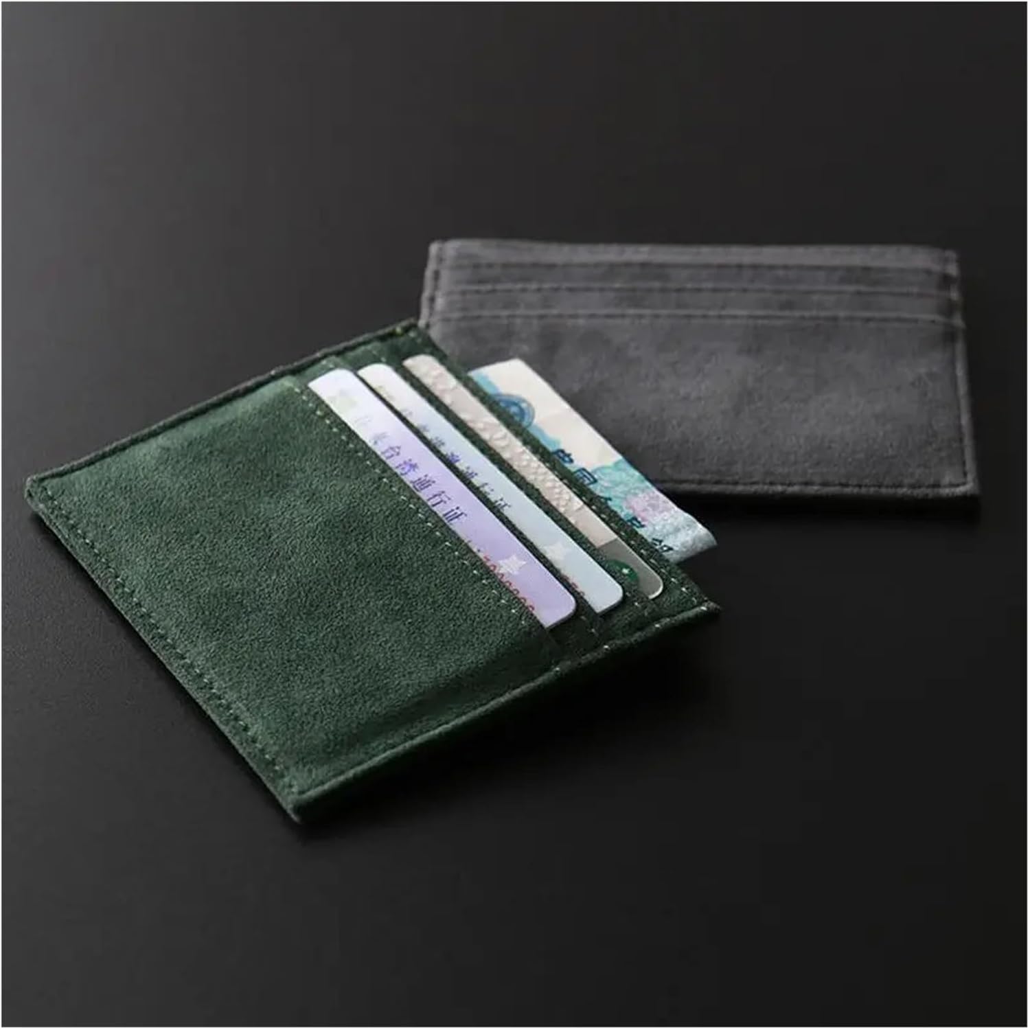 Pu Leather Credit Card Holder Purse Black Brown Grey Slim Wallet Multi Slot Portable Id Card Wallet Compatible With Men Christmas Gift(Green)