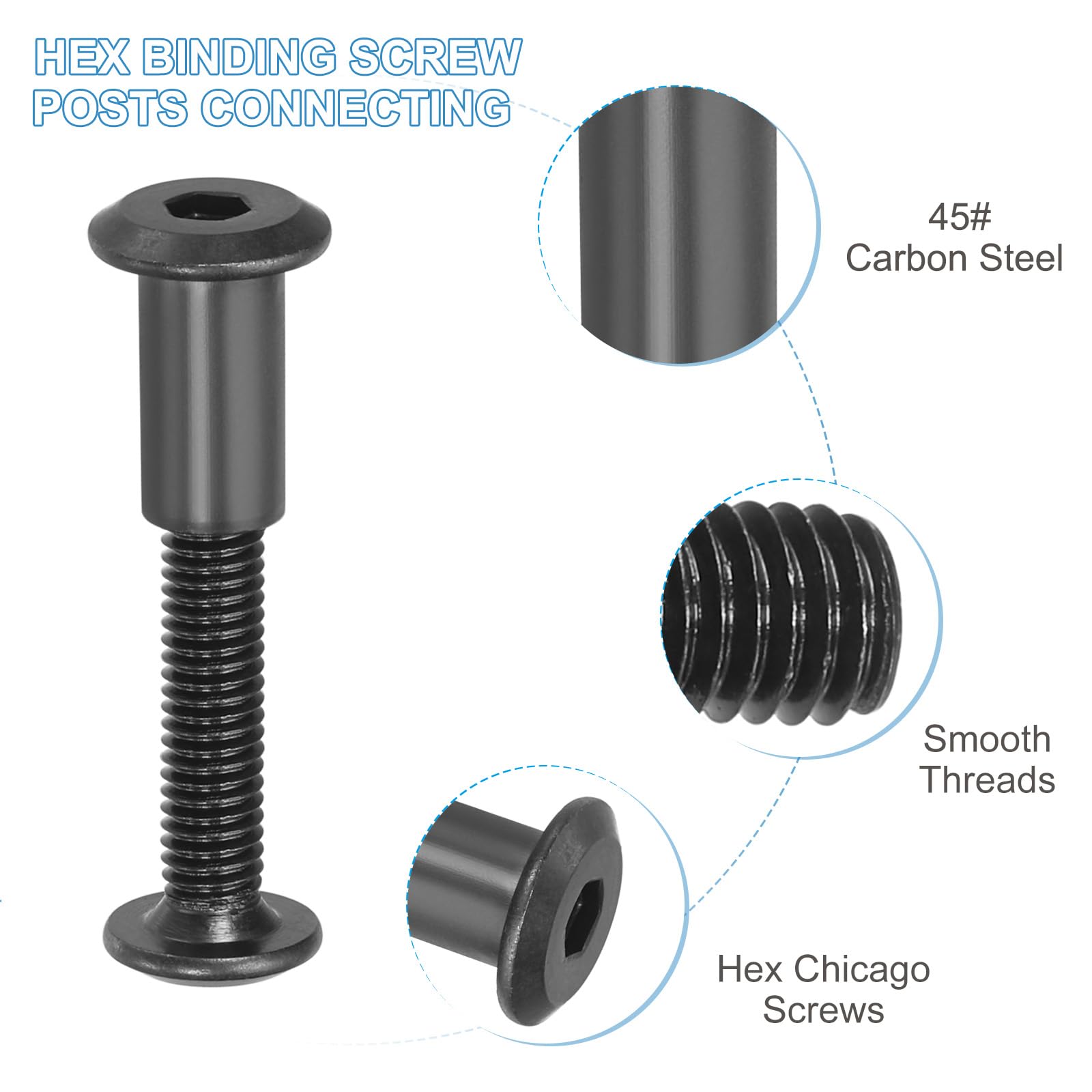 PATIKIL M6 x 30 mm Hex Chicago Screws - Image 3