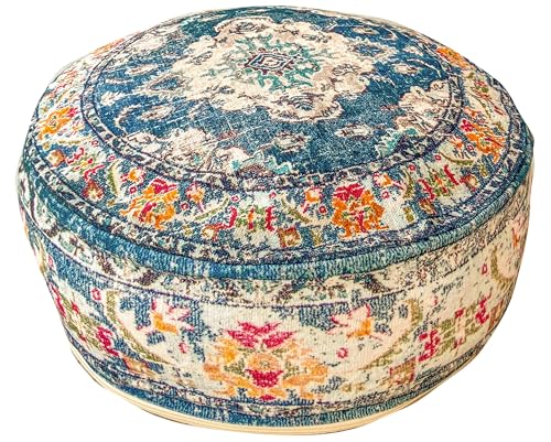 Mandala Life ART Bohemisk yogadekor ottoman sittsäck - 60 x 20 cm - örngott Del Meditation Golv rund - dekorativt sittsäck tryckt bomullsmatta