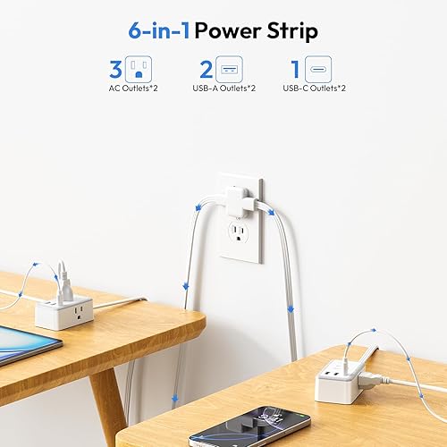 Miniatura 4 de NTONPOWER Cable de extensión doble de 12 pies, divisor de cable de extensión doble, cable de alimentación de 6 pies en cada lado, 1 USB C y 2 USB A
