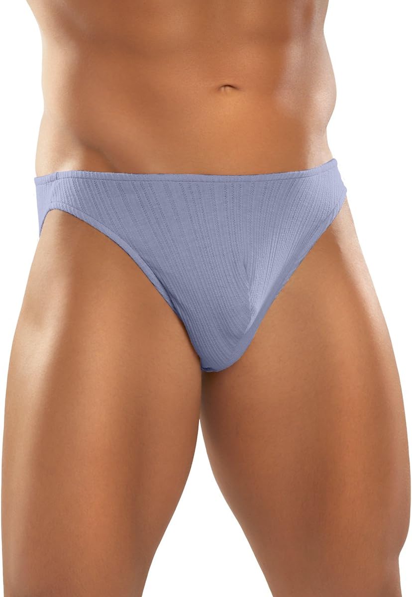 Pointelle Cotton Knit Light Blue Classic Bikini for Men