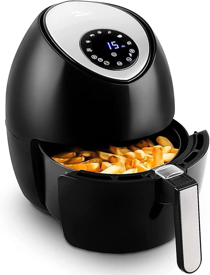 Freidora de Aire, Uten 4.5L Air Fryer 1500W, Control Táctil, Temporizador y Control de Temperatura, Freidora con Rápida Tecnología de Circulación de Aire