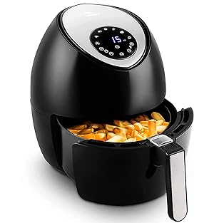 Freidora de Aire, Uten 4.5L Air Fryer 1500W, Control Táctil, Temporizador y Control de Temperatura, Freidora con Rápida Tecnología de Circulación de Aire