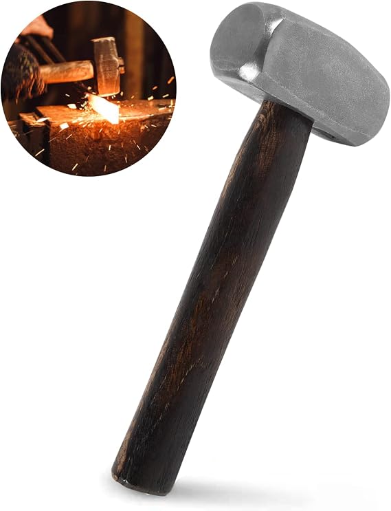 Blacksmith 3LB Handmade Forge Hammer for Farrier, Knife Maker, Blacksmith Forging Tool