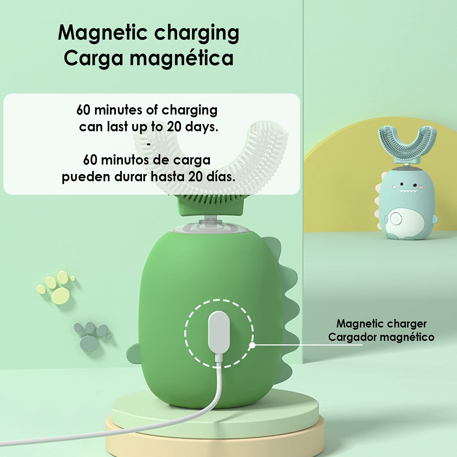 DAM Cepillo de dientes infantil ET07 en forma de U eléctrico sónico. Modos limpieza, masaje y blanqueamiento.