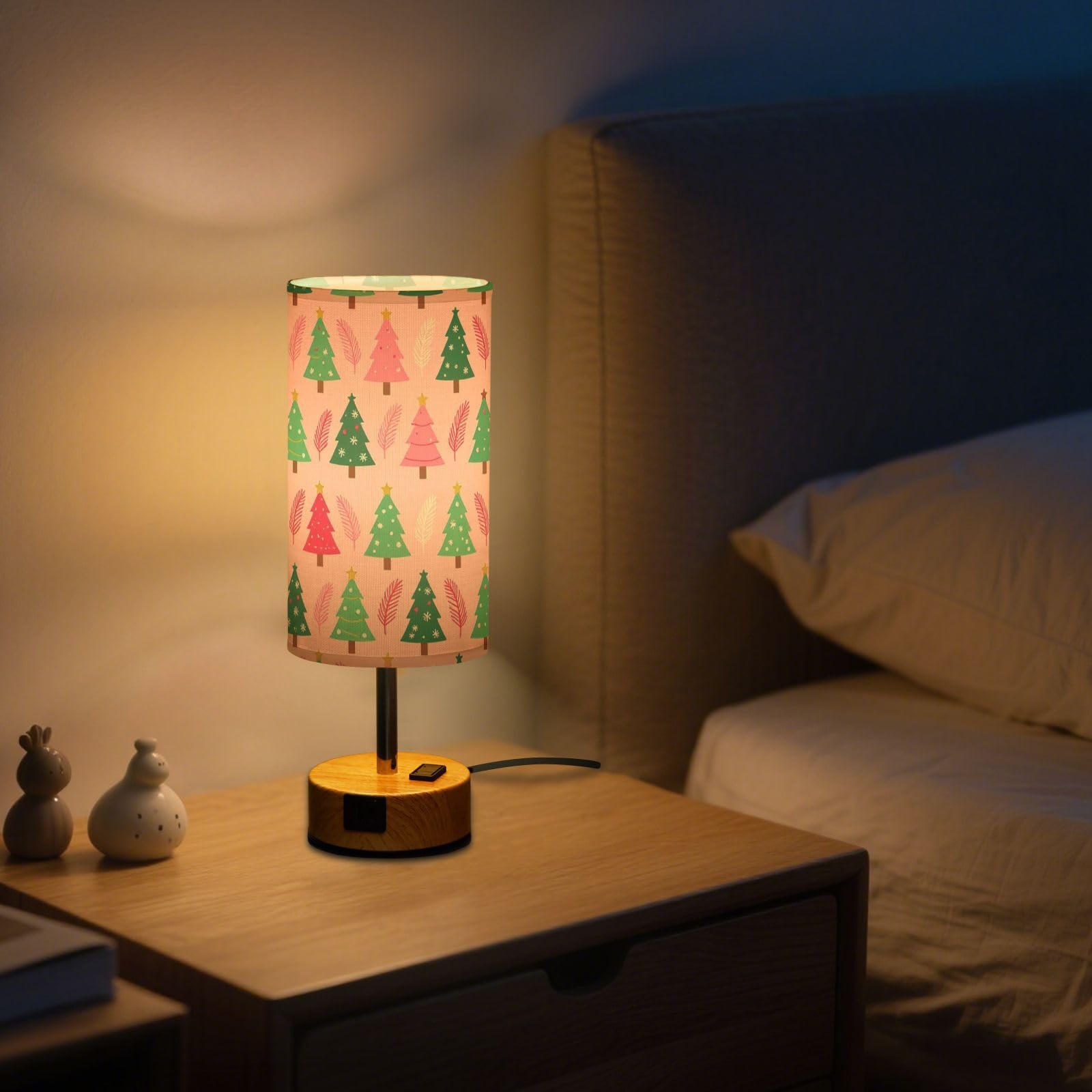 Yuiboo Tischlampen mit USB C + A Ports, Nachttischlampen