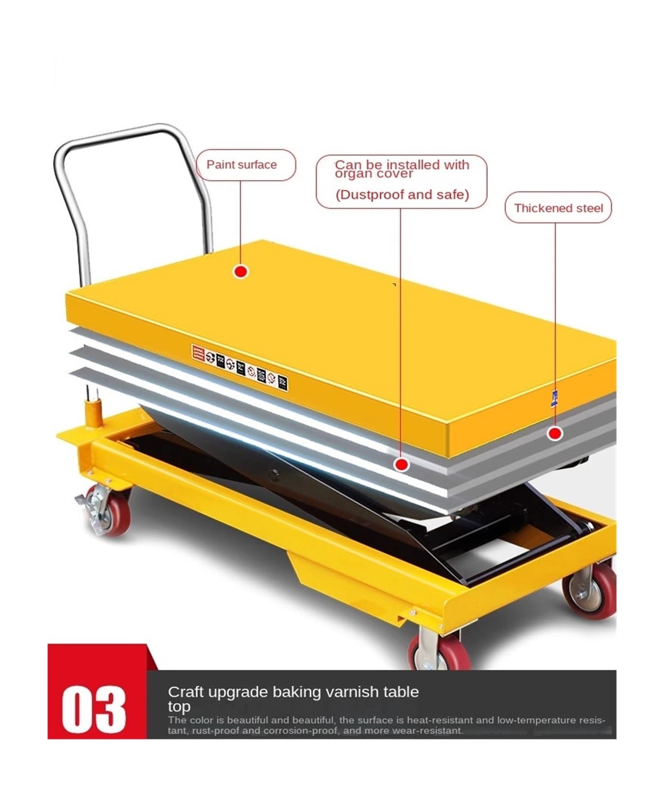 Scherenhubtisch, mobil, manuell, hydraulisch, Hubplattform, Hubwagen, Scherenhubwagen, kleine Plattform, 10,10