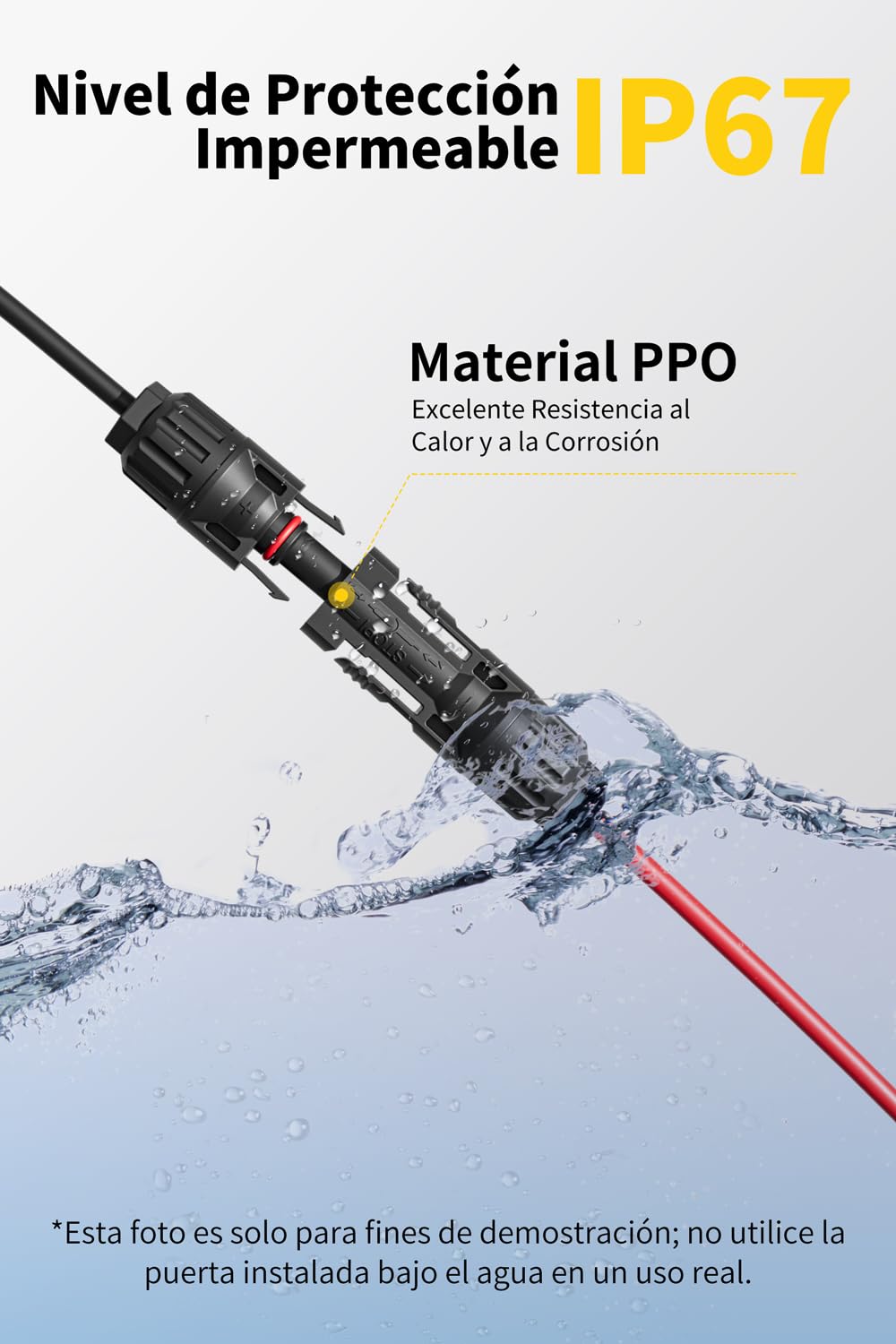 Cable Solar 4mm²/6mm² IP67 Kit Adaptador Fotovoltaico 5M