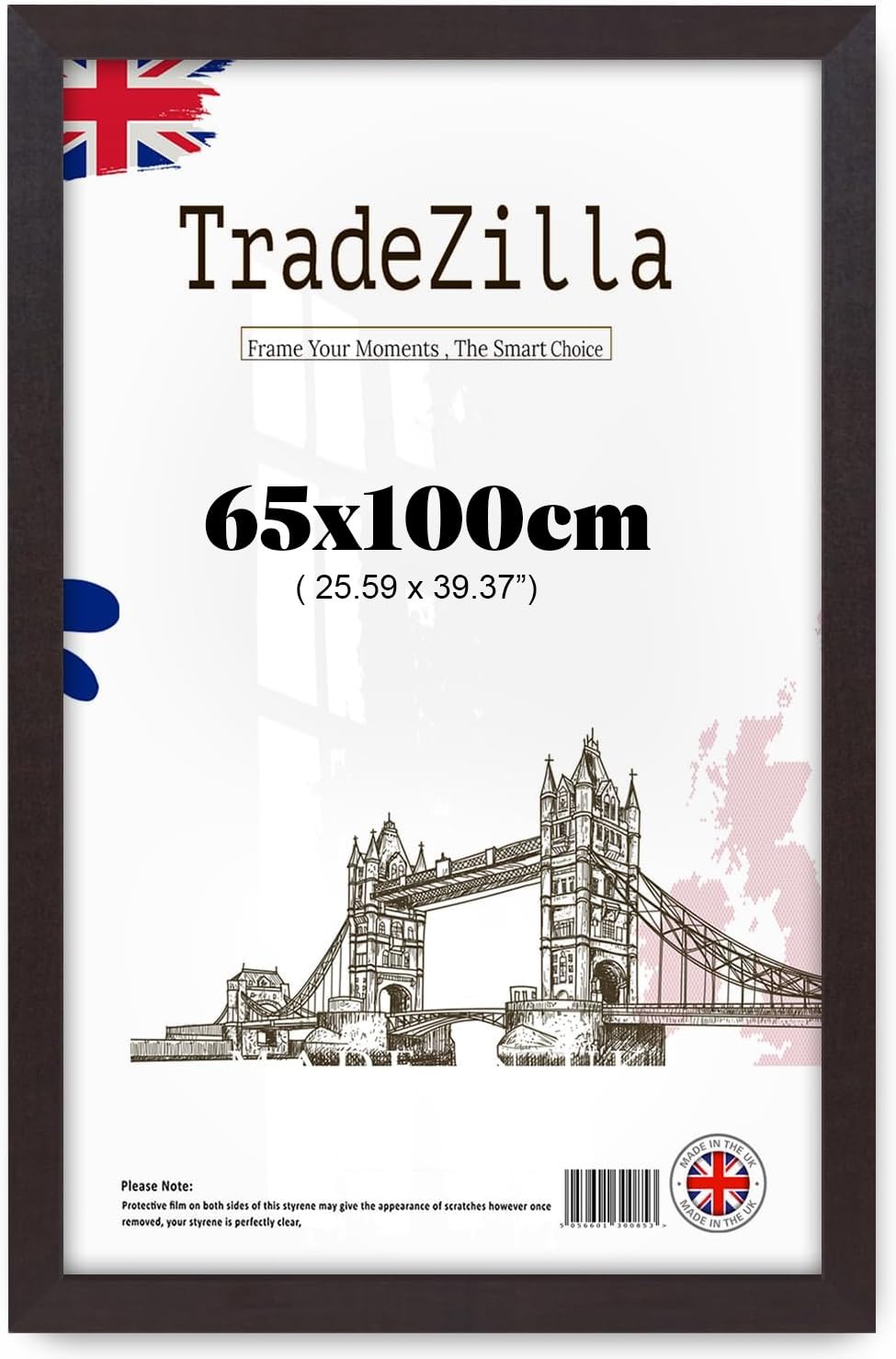 Tradezilla Mahogany Mdf Poster Frame 65X100 Cm | Eton Wood Finish Picture Frame For Home Interiors & Office Walls - (Mahogany)