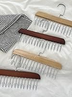 Vista 3 de 4 soportes de madera para cinturones, colgador multifuncional para cinturón de madera con 8 ganchos de metal, organizador de perchas de madera