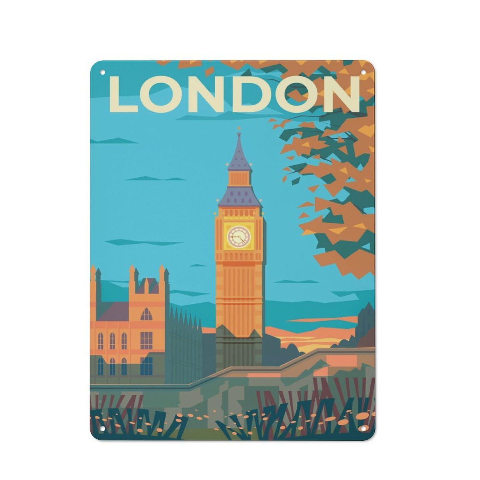 Vintage Cafe Metal Sign 40x30cm Featuring London, Bistro Wall Plaque for Cafe, Bistro, Bakery Or Restaurant