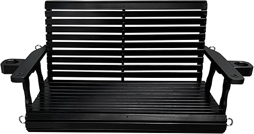 Miniatura 7 de Columpio de madera para porche de 2 plazas columpio de banco con portavasos cadenas colgantes y resortes de 0276in resistente 800 libras para patio