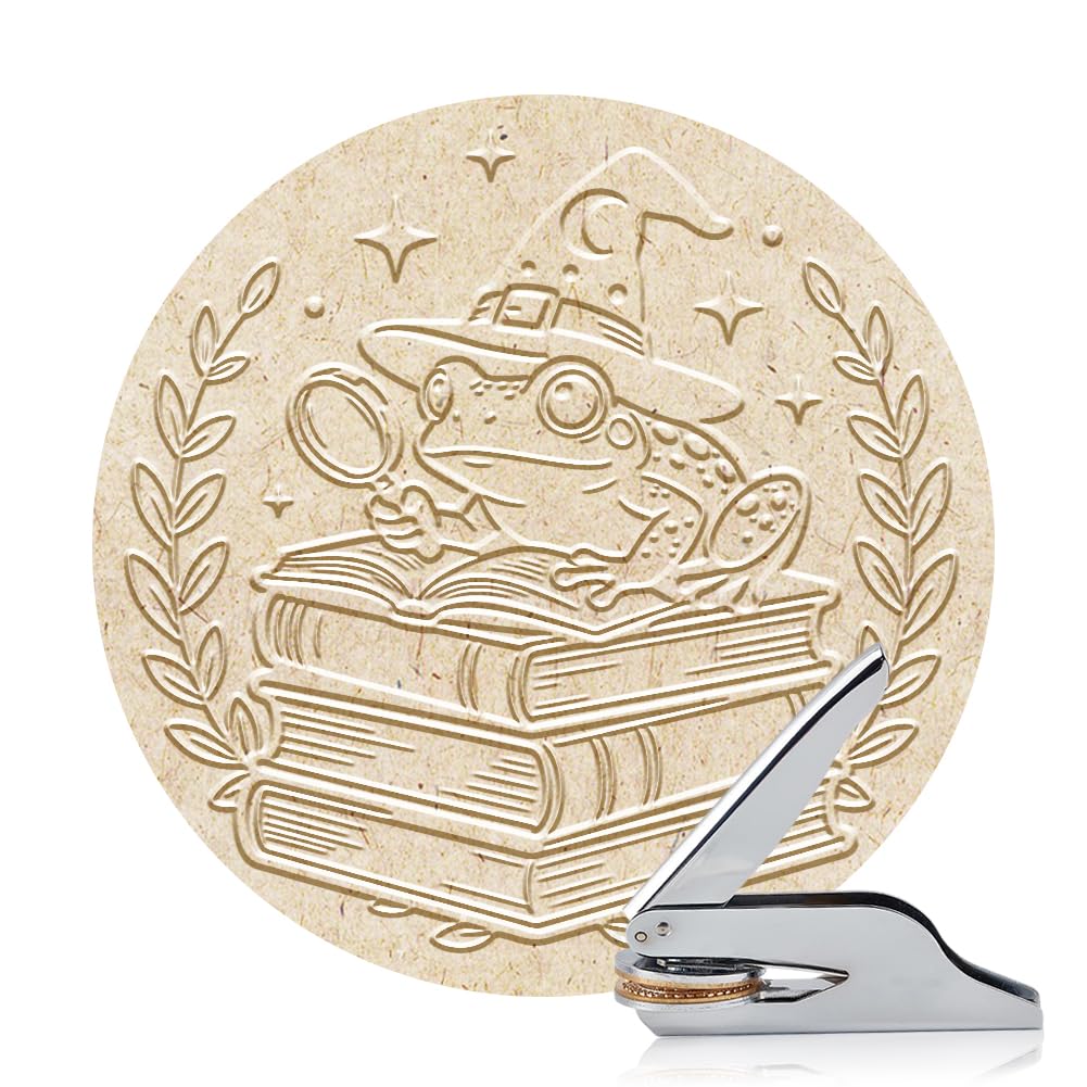 ANATTASOUL Frogs and Books Book Embosser Personalised for Paper,Books