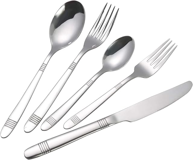 Callyne 32-Piece Stainless Steel Cutlery Flatware Set, Knife Fork Spoon Set, Service for 8