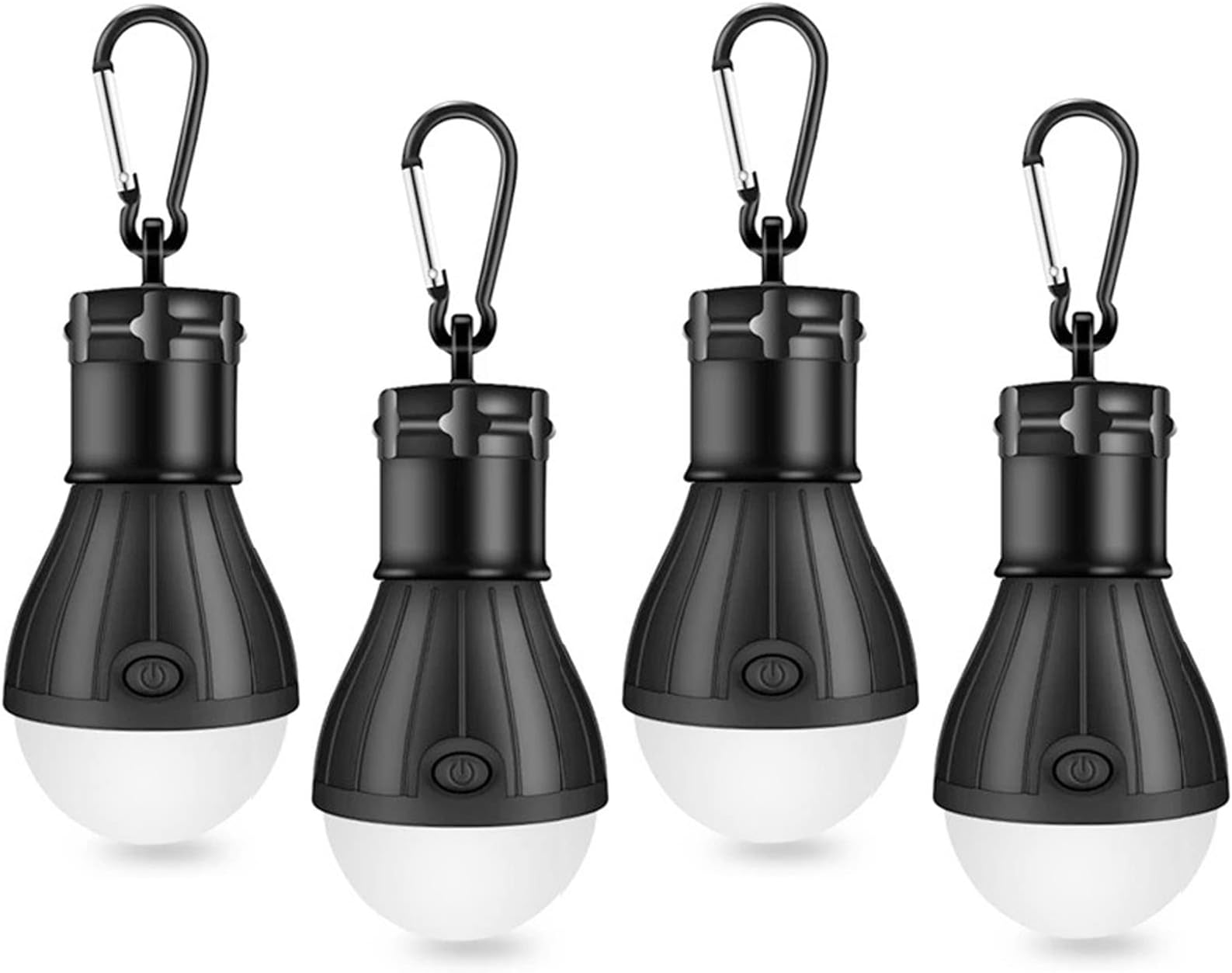 4 Pack LED Camping Light, Camping Accessories for Tent Campers, Portable Tent Lights with Clip Hook for Camping Hiking Fishing Hurricane Storm Outage, Batteries Not Included (Black)