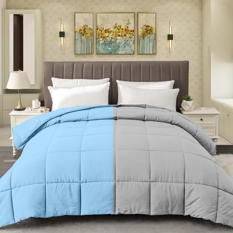 Mahaveer Cotton Warm Comforter Winter 1 Piece Only | AC Comforter Microfiber 60X90 Inch Single - 150 GSM | Reversible Light Grey and Light Blue Color (B0BFRK8QD1) Amazon Price History, Amazon Price Tracker