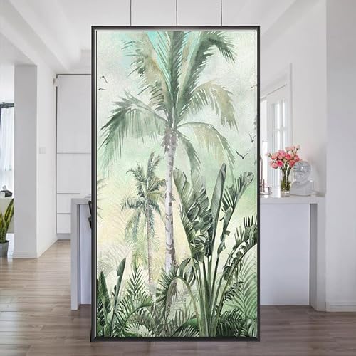 Window Privacy Film Window Film Privacy Jungle Non Adhesive Glass Sticker Coverings for Homedecor(70x200cm)