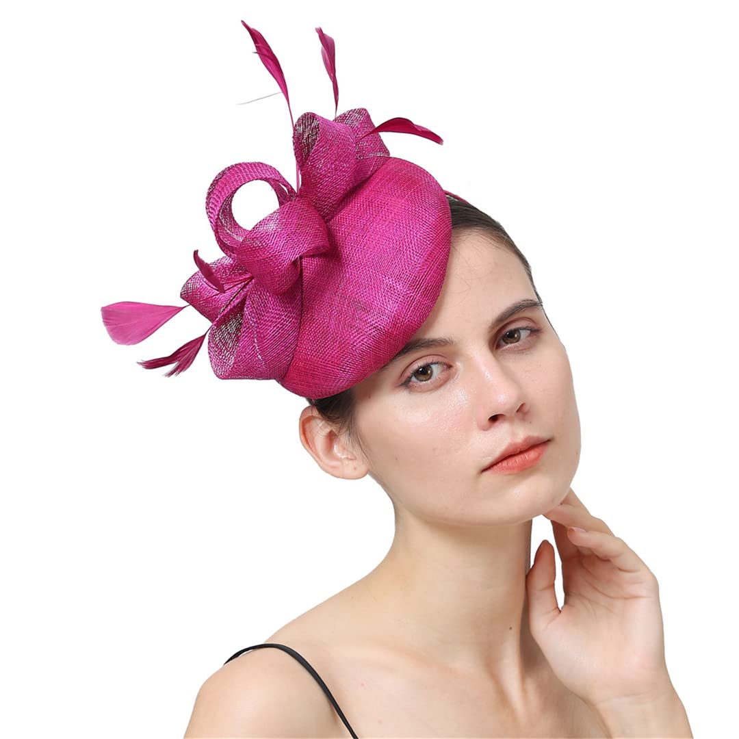 Kopfbedeckung, Braut Hochzeit Hüte Fascinator Frauen Kopfschmuck Party Abendessen Chapeau Cap Cocktail Tea Party Headwear(Marron)