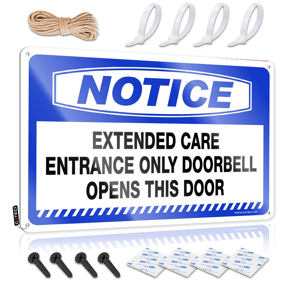 ZTBBDNQHA Funny Wall Signs Notice Extended Care Entrance Only Doorbell Opens This Door Tin Sign Tin Wall Decor Hot Beer Tin Sign(30X40CM)