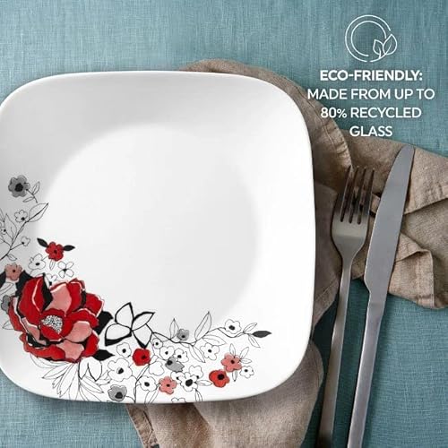 Corelle Chelsea Rose 16Pc, Service For 4, Dinnerware Set, 8 Plates 8 Bowls, Chip & Break Resistant, Dinner Plates And Dinner Bowls, Corelleware Plates (1147225) #TOP4